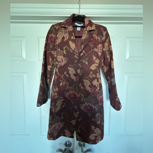 Cabi Vintage 749 Genevieve Jacobean Tapestry Long Coat, EUC, Size 2 - Picture 2 of 7